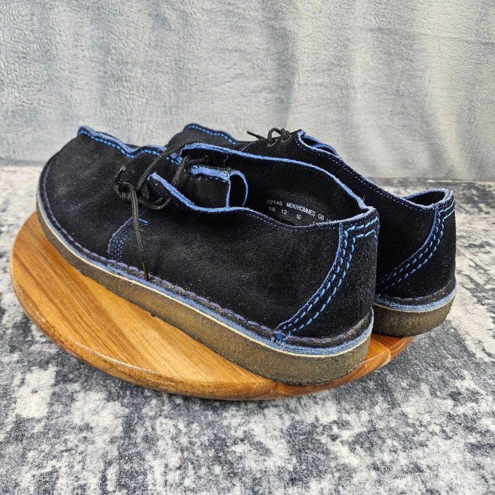Clarks Desert Trek Boots Mens 12 Black Blue Leather Split Toe Crepe Chukka